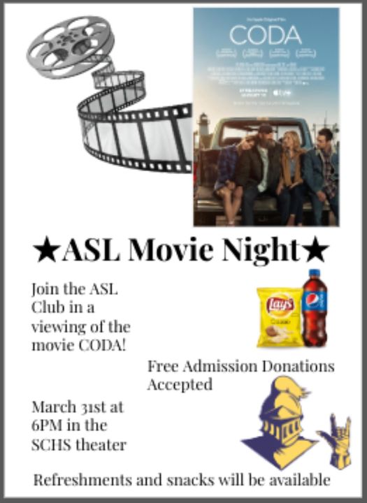 CODA ASL Movie, Free Admissions at Sussex Central High theater, March 31, 2023 at 6pm