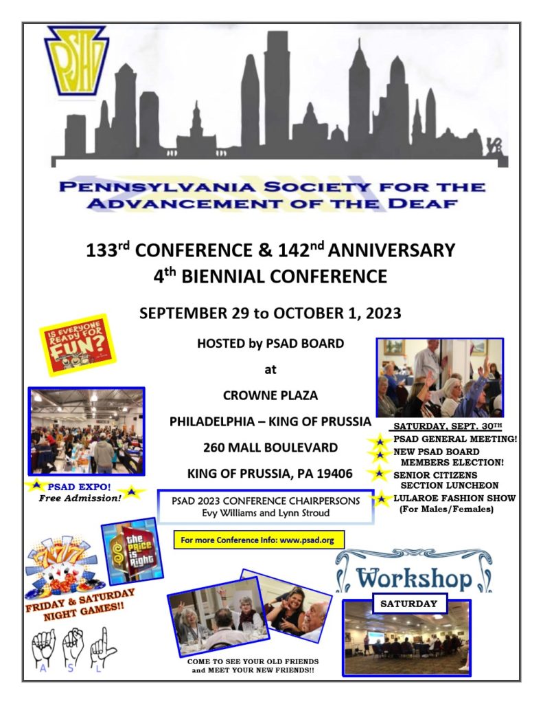 PSAD Conference, Sept. 29 to Oct 1, 2023, Crowne Plaza in King of Prussia, PA.  See website for more information