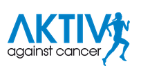 Aktiv against cancer with a blue runner on the right side