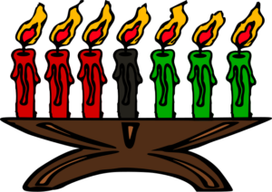 Kwanzaa (African) candles not to be confused with Hanukkah (Jewish). Image from Wikipedia