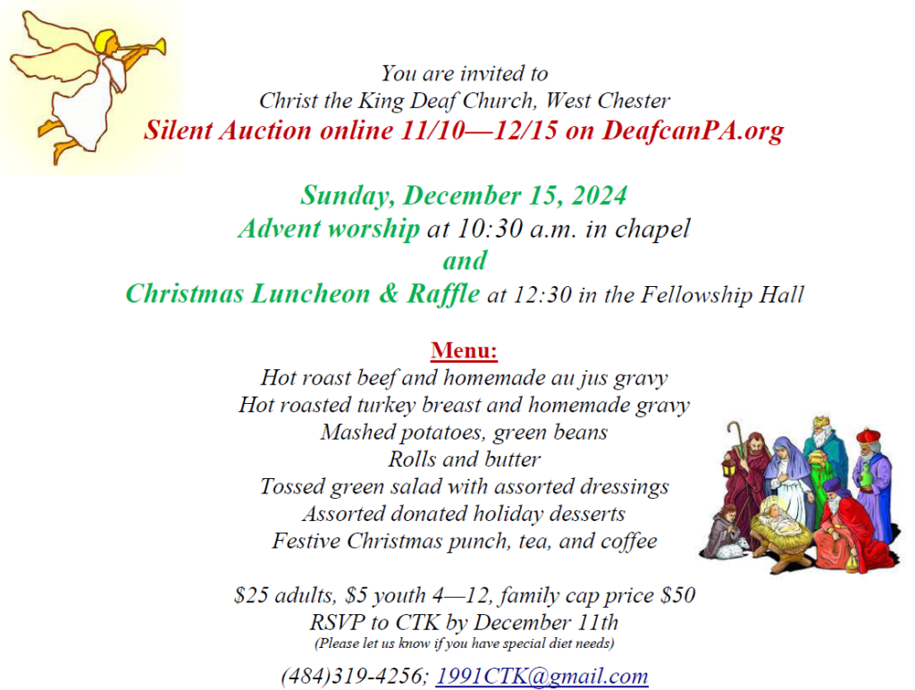 West Chester silent auction and holiday luncheon notice, see pdf for more details